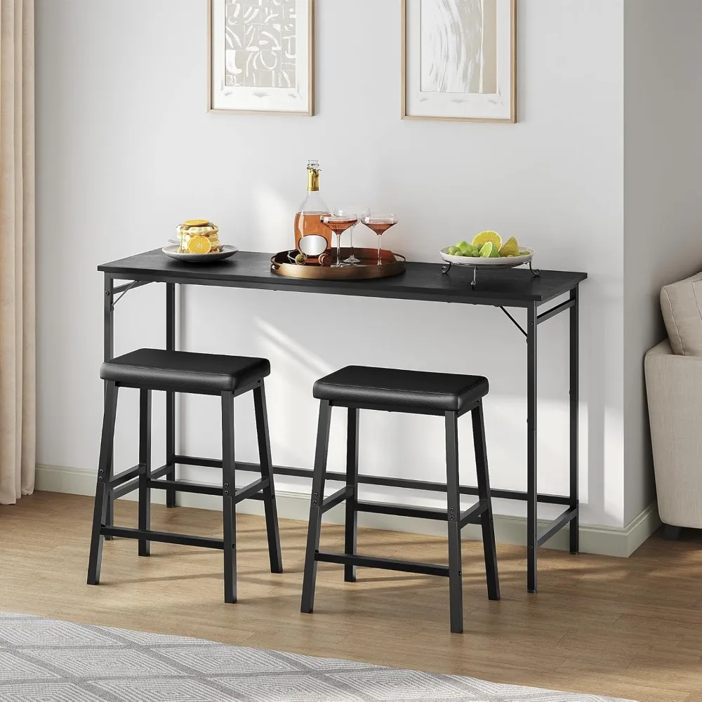 

Bar Stools, 24" Set of 2 Bar Chairs, PU Leather Upholstered Breakfast Stools, Easy Assembly Suitable for Kitchen, Bar