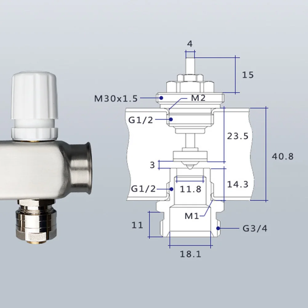 1pc M30x1.5 Brass Pin Valve Threaded Part Home Improvement For Underfloor Heating Manifold Actuator Accessories