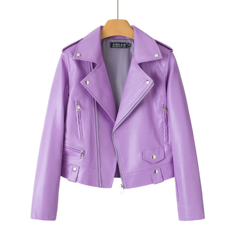 New Korean-style Women's Leather Jacket PU Suit for Motorcycles Slim High-quality Washable Leather Jacket Autumn Outerwear Trend