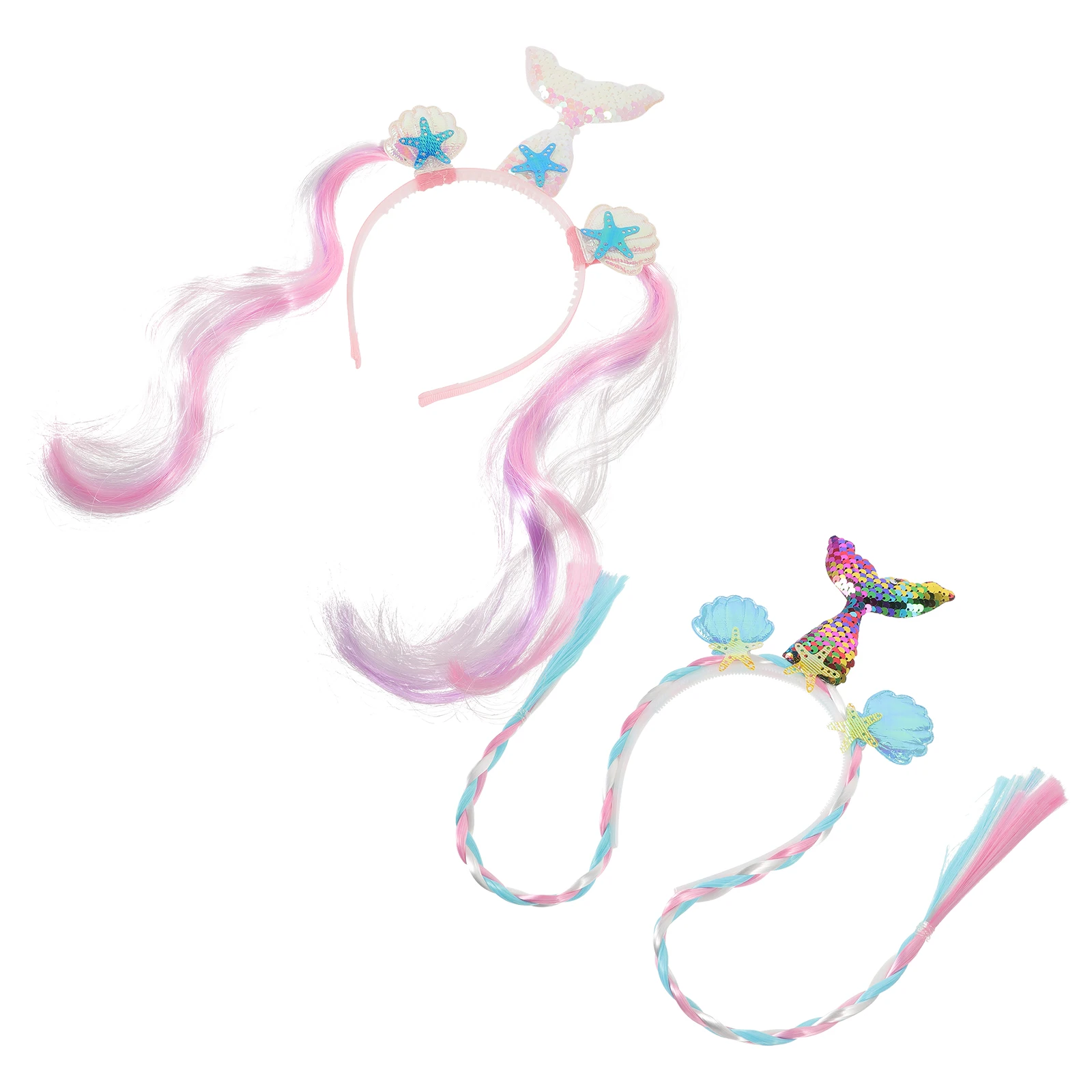 

2Pcs Kids Hair Accessories Girls Plastic Mermaid Headb s Durable Comfortable Hairb s For Braids