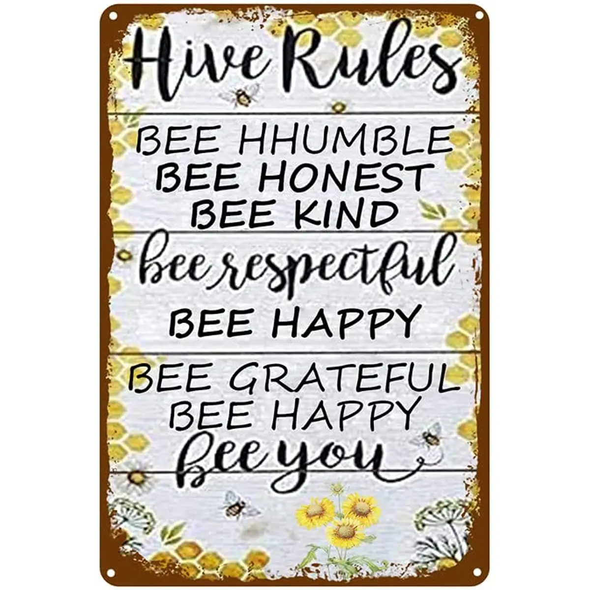 Hive Rules Bee Humble Bee Honest Bee Kind Tin Sign Metal Plate Decorative Sign Home Decor Plaques Sign Subway Metal Plate