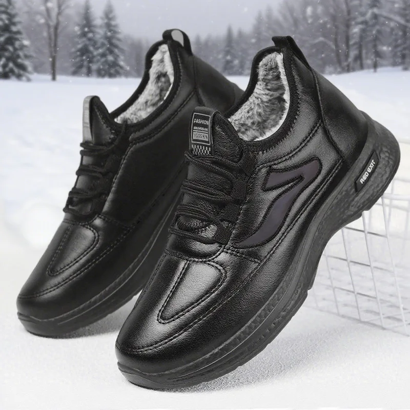 

Men's winter large-sized cotton shoes, fleece and thickened cotton boots, cold-proof and warm outdoor snow boots