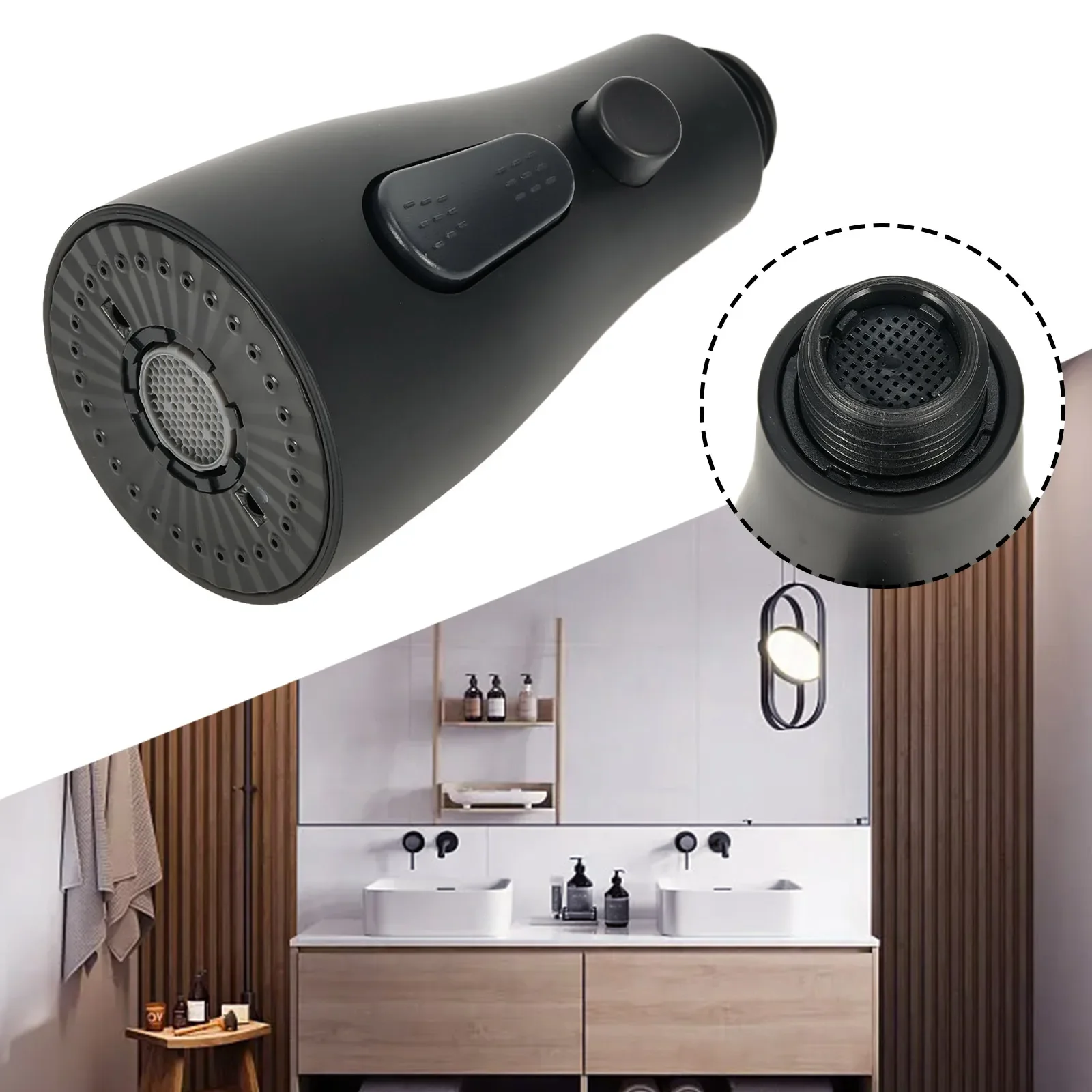 Ausziehbare Wasserhahn-Sprühdüse für die Küche, 3 Modi, ABS, wassersparend, für Badezimmer, Waschbecken, Waschbecken, Dusche, Sprühkopf für 1/2 Zoll Anschluss – Detail 12