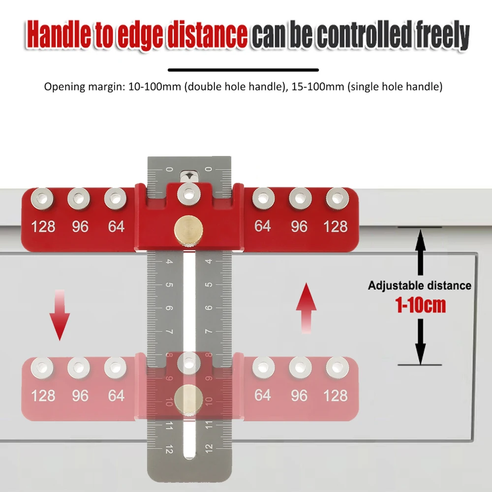 Cabinet Hardware Jig Kit Woodworking Drawer Door Handle Jig Adjustable Drill Guide Mounting Tool for Knobs Handles Pulls