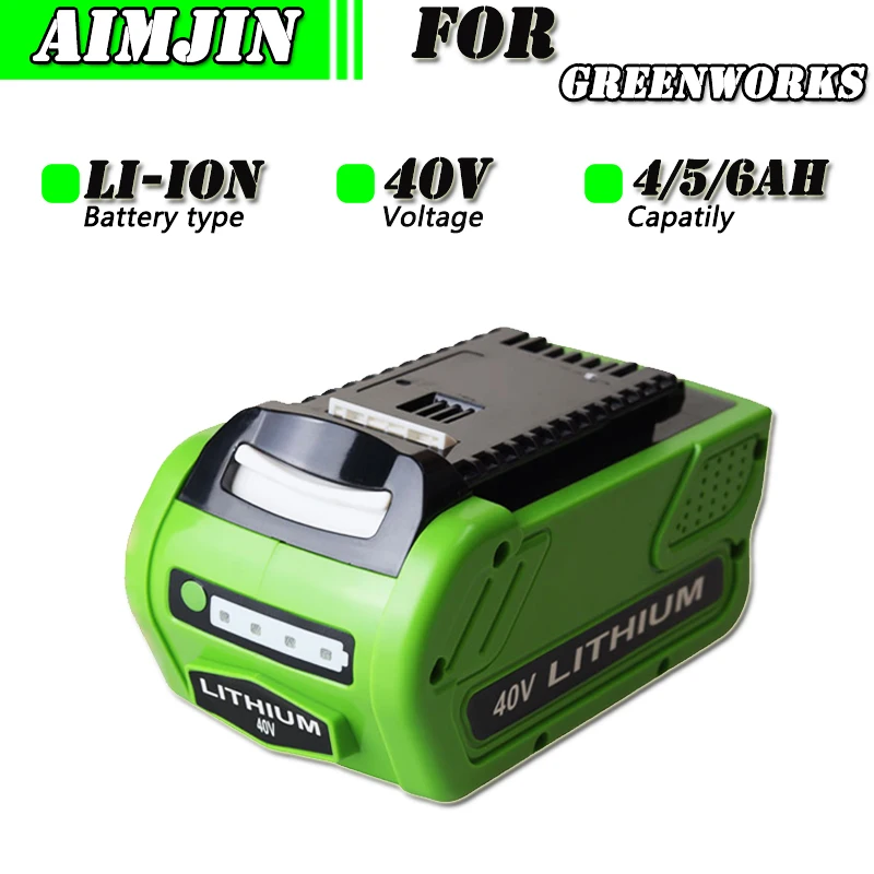 

40V 18650 Li-ion Rechargeable Battery 40V 4/5/6Ah for GreenWorks 29462 29472 29282 G-MAX GMAX Lawn Mower Power Tools Battery