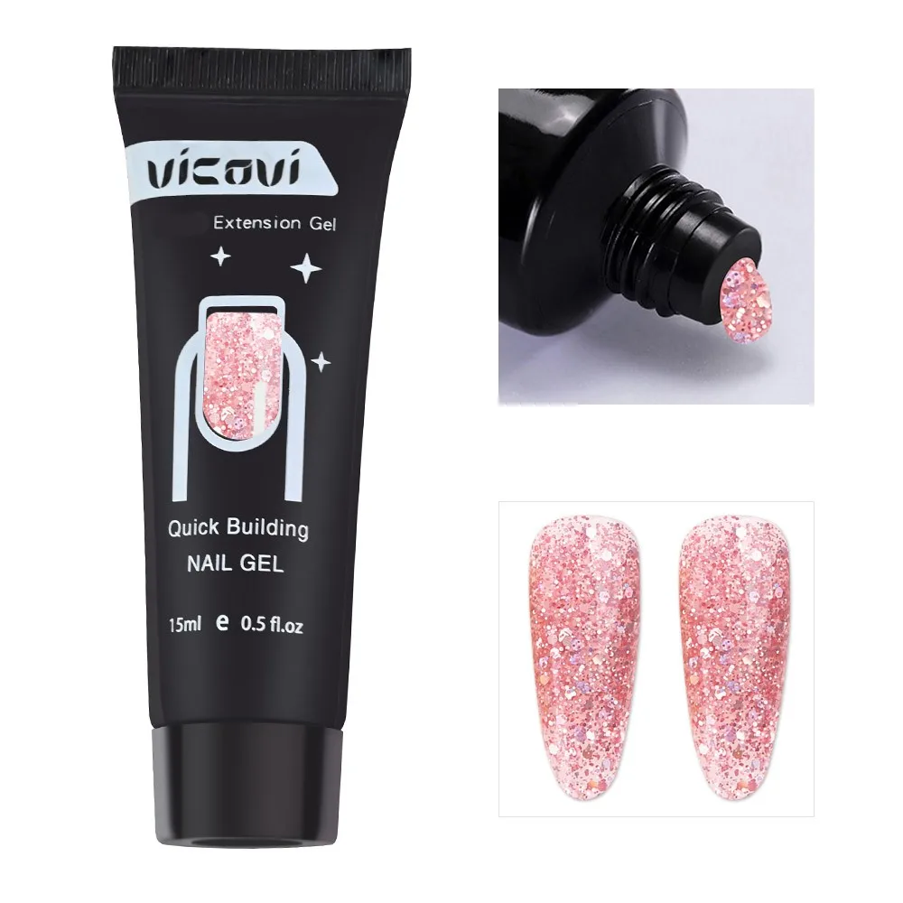 Nail Extension Gel 15ml UV LED Poly Acrylic Gel Glitter Sequins Quick Building Nail Gel French Nail Art Construction Tools #1PC#