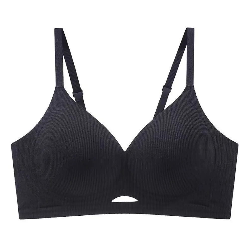 

Comfortable 3/4Cup Seamless Bras Thin Strap Push Up Wireless Deep V Bra Shockproof Anti-sagging Underwear for Women Gift