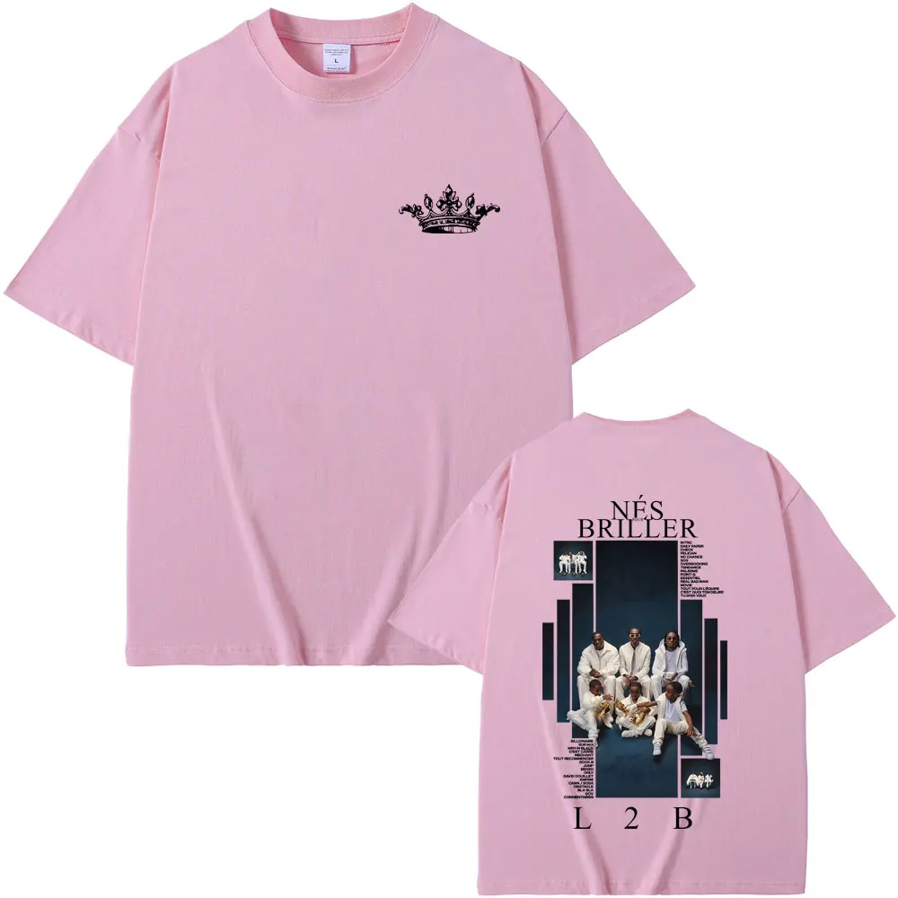 Camiseta gráfica del rapero L2B Nes Pour Briller para hombre y mujer, camiseta de música Pop a la moda de Hip Hop, camisetas Vintage informales de algodón para hombre