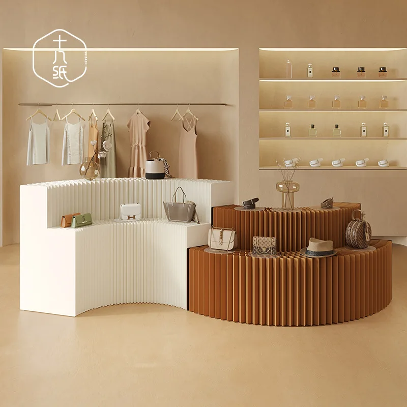 Eighteen Paper Display Stands, Decorative Exhibition Booths, Island-Style Display Cabinets, Tiered Display Stands, And Foldable