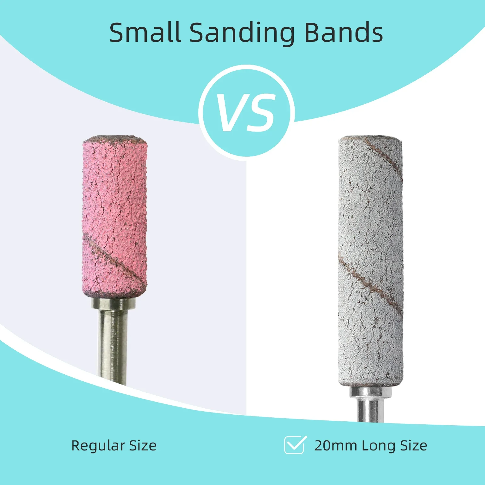 HYTOOS 20mm Super Long Small Sanding Bands 50Pcs/Box Mini Sand Band for Long Nail Tip Remove Gel Cuticle Clean with Mandrel Bit