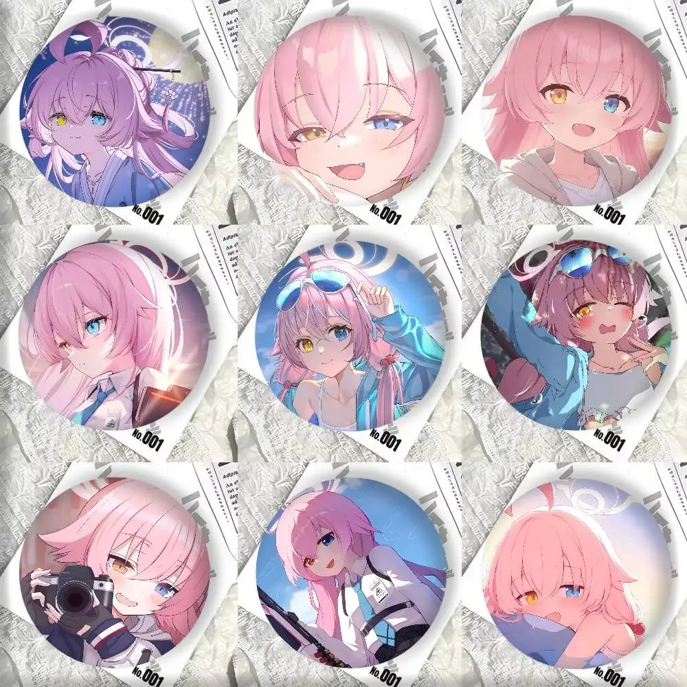 Anime Game Blue Archive Takanashi Hoshino Badge Tinplate Round Laser Brooch Clothes Backpack Accessories Lapel