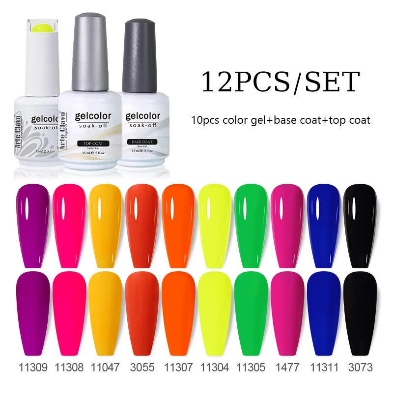 Arte Clavo 15ml Smalto per unghie gel UV 12 pezzi Colore/Set Gel LED Lakiery Hybrydowe Vernis Smalto per unghie Soak Off Design Manicure