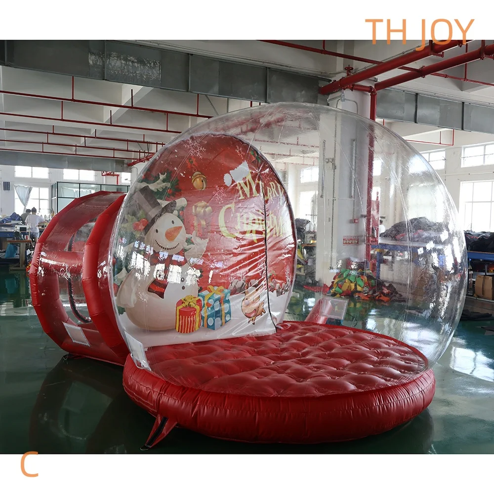 fast air ship to door,red Christamas Inflatable Snow Globe X mas decoration clear PVC bubble tent for sale