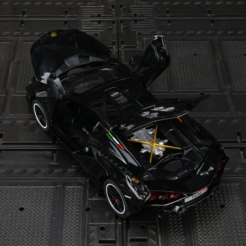 Para puertas de modelo de coche de aleación Lamborghini Sian de simulación 1:32, capó de motor, el maletero se puede abrir tiene funciones de sonido y iluminación