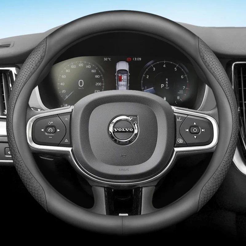 for Volvo V60 V90 S90 XC60 2018 2019 2020 2021 2022 2023 Car Steering Wheel Cover PU Leather Non-slip Auto Accessories