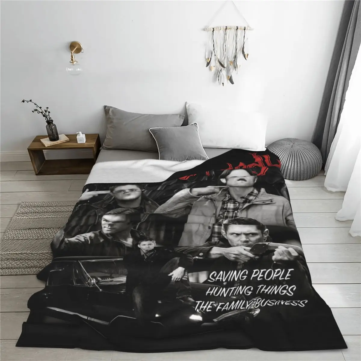 Dean Winchester Supernatural Blanket Flannel Summer Portable Super Soft Throw Blankets for Sofa Travel Bedspreads