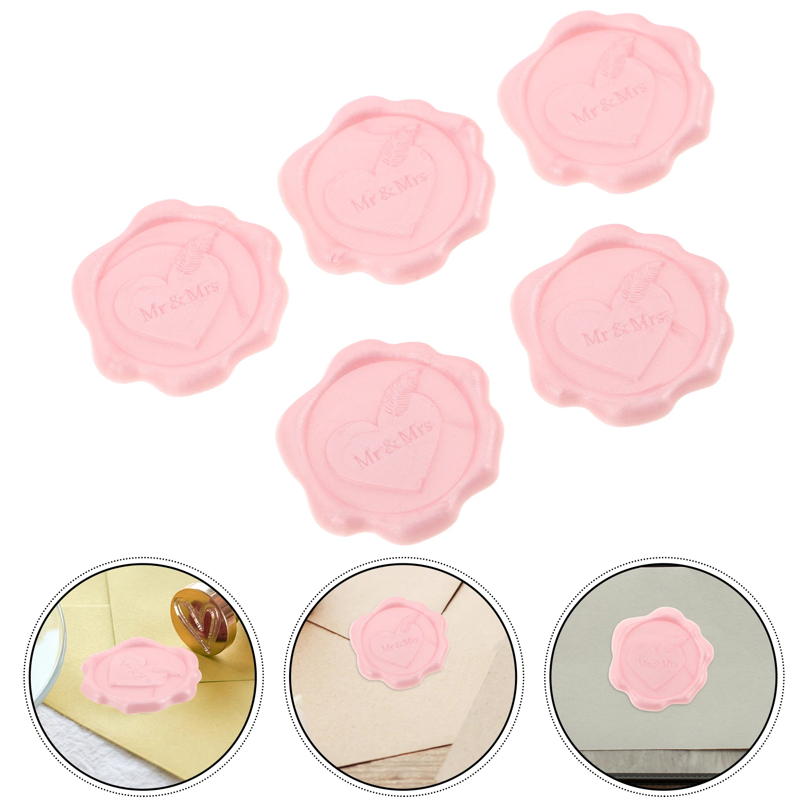 

50 Pcs Wedding Hot Paint Wax Holiday Seal Stickers Heart-shaped Self-adhesive Invitation Seals Sealer Card