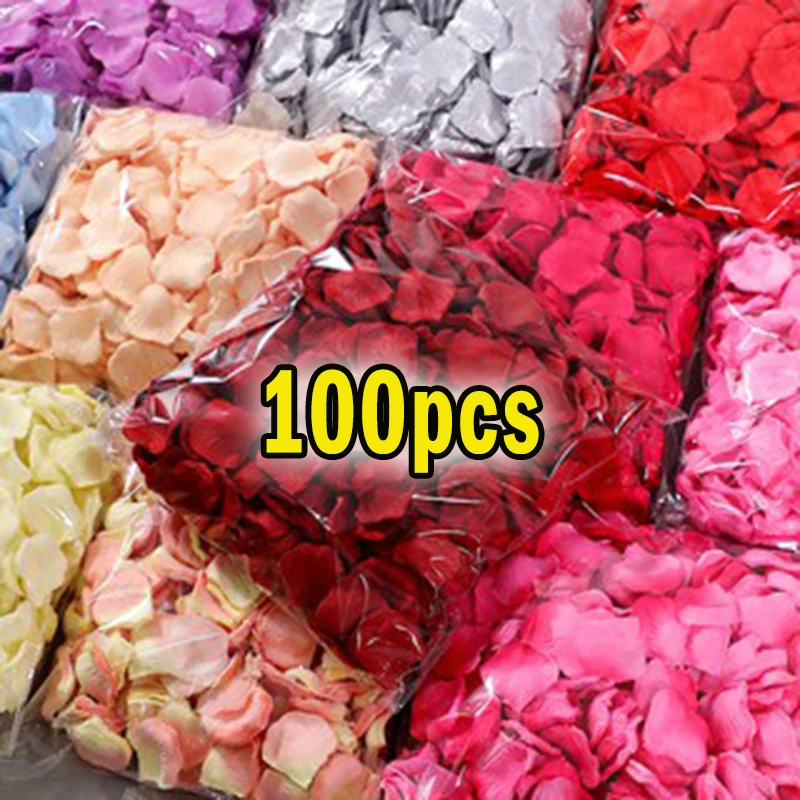 

100pcs Artificial Fake Rose Petals Multicolor Red White Silk Rose Flowers Petal for Valentine's Day Wedding Party Decor Supplies