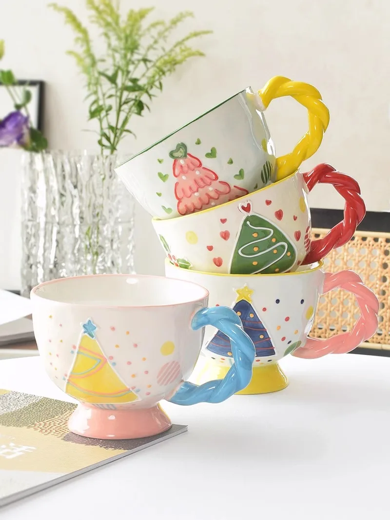 

Breakfast Cup Winter Water Cup Girls' High-End Microwave Heating Christmas Style Mug Gift Box