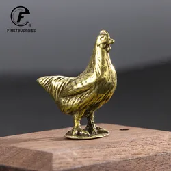 Solid Brass Animal Hen Figurines Miniature Tea Pet Funny Chicken Crafts Collection Desktop Small Ornament Home Decor Accessories