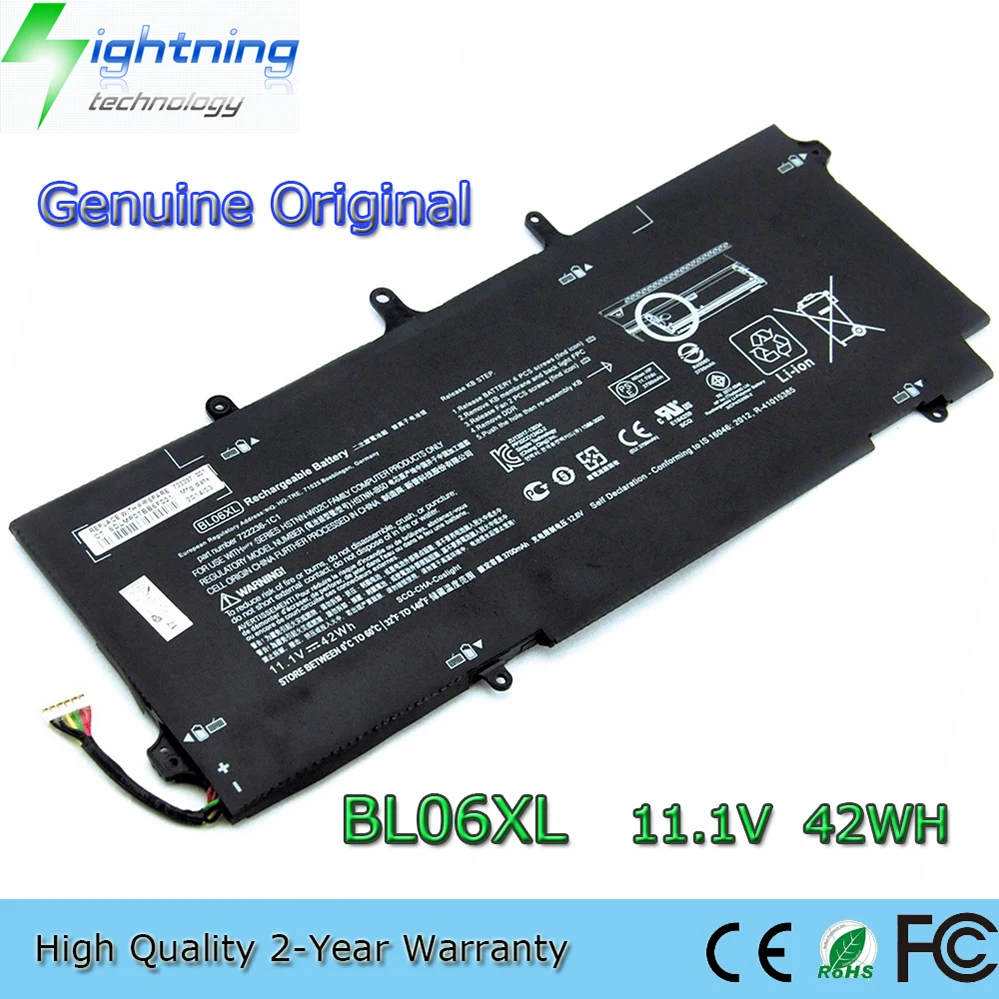 Genuine Original BL06XL 11.1V 42Wh Laptop Battery for HP EliteBook Folio 1040 G0 G1 G2 BL06O42XL HSTNN-DB5D