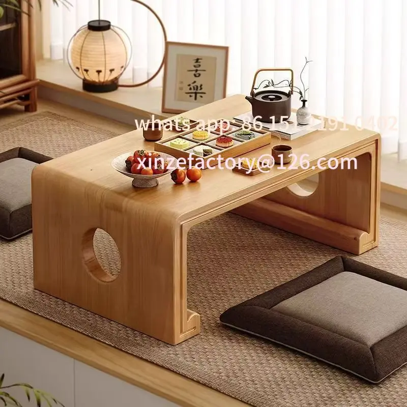 

Customizable solid wood bay window household small tea table Japanese tatami kang small table bed