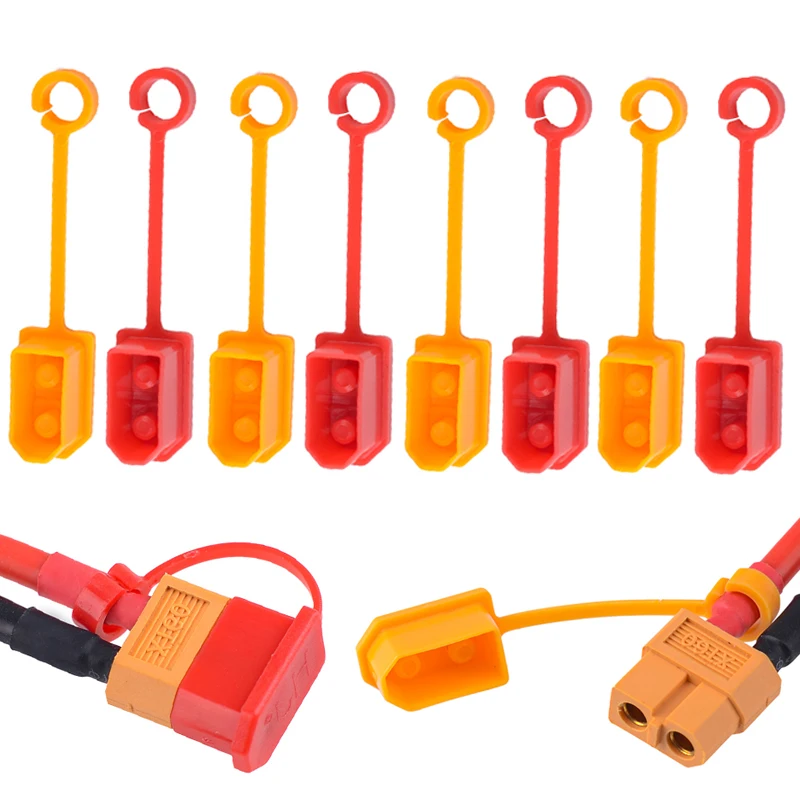 10Pcs XT60 Plug Plastics Terminal Insulated Protective Cover Caps Case Suitable For RC Lipo Battery Red Orange Color