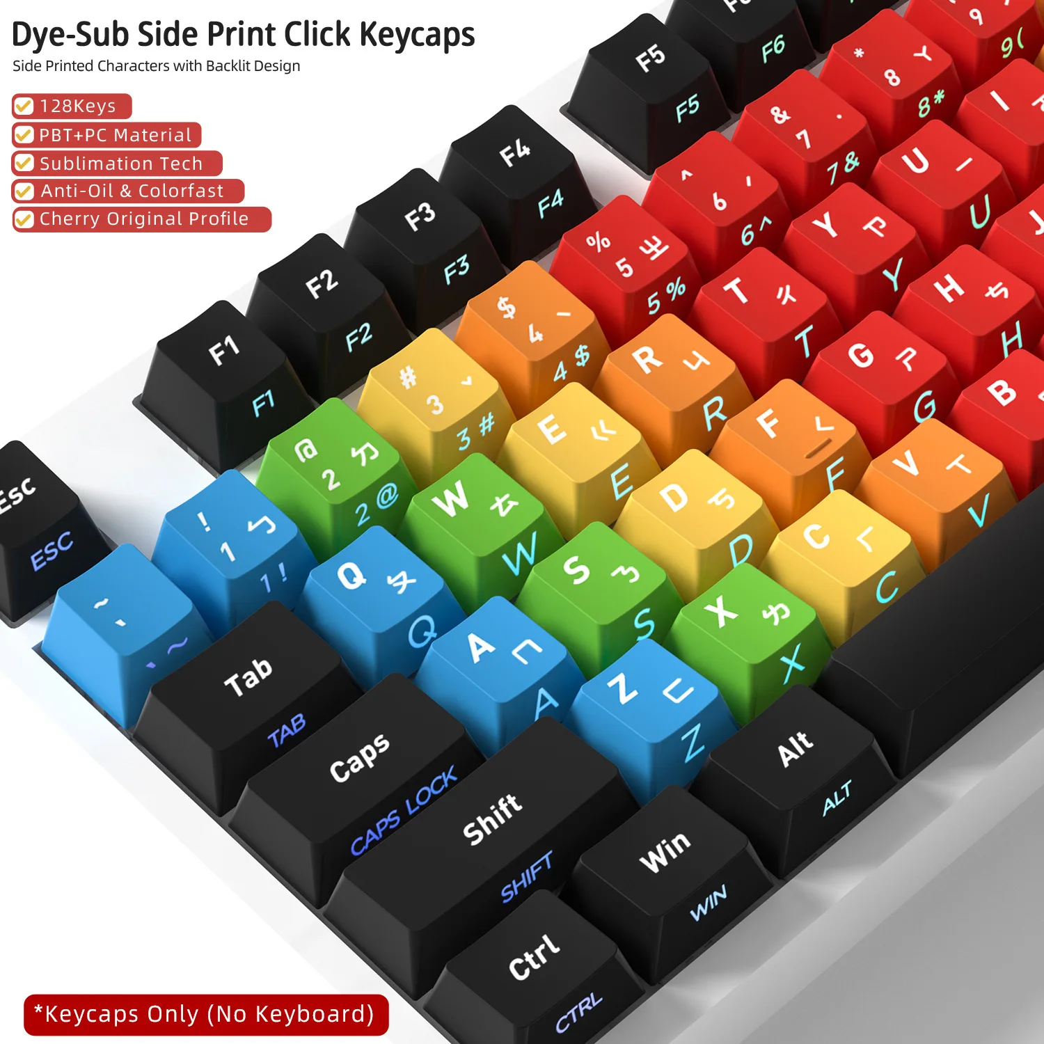 

Traditional Chinese root [click theme] mechanical magnetic axis keyboard keycap original height side engraving light transmissio