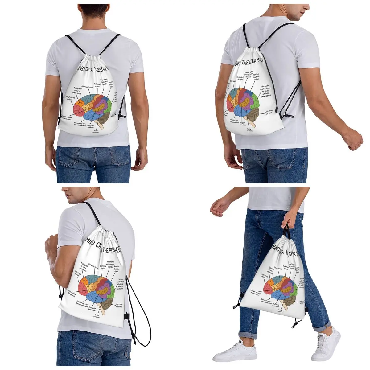 Mind Of A Theater Kid Backpacks Multi-function Portable Drawstring Bundle Pocket Sports Bag Book Bags For Travel Students