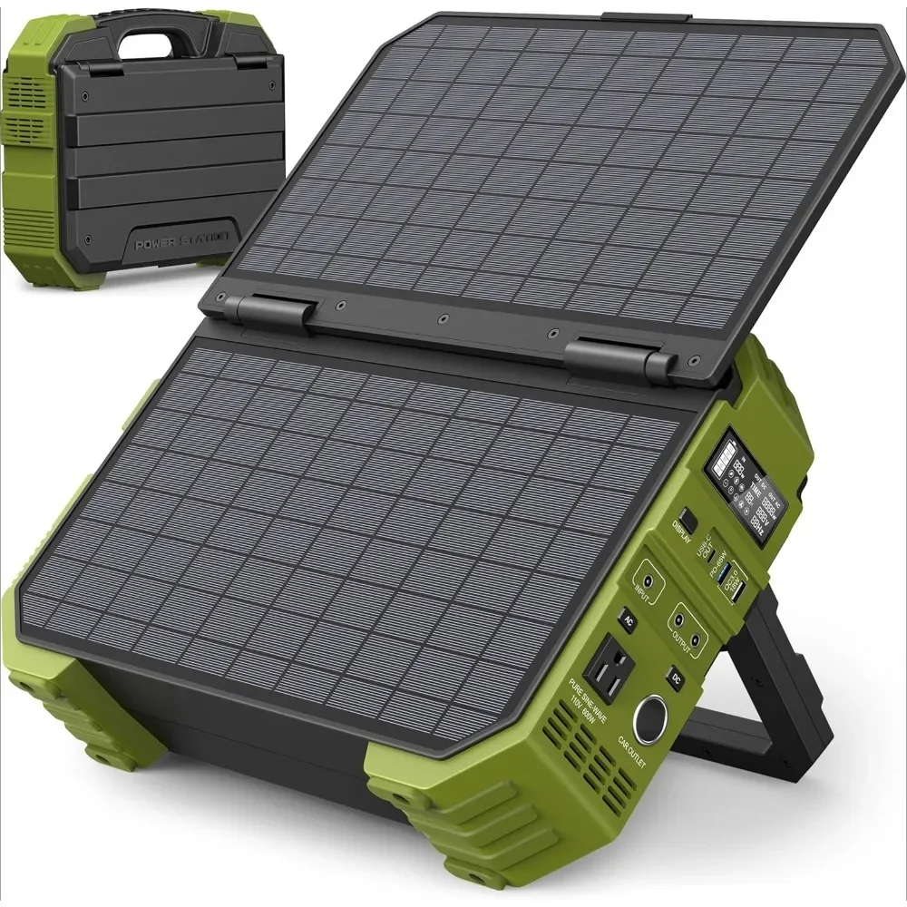 

Portable Power Station 1000W with Built-in Solar Panel, 614WH LiFePO4 Battery Pack, Solar Generator with AC DC USB PD Outputs