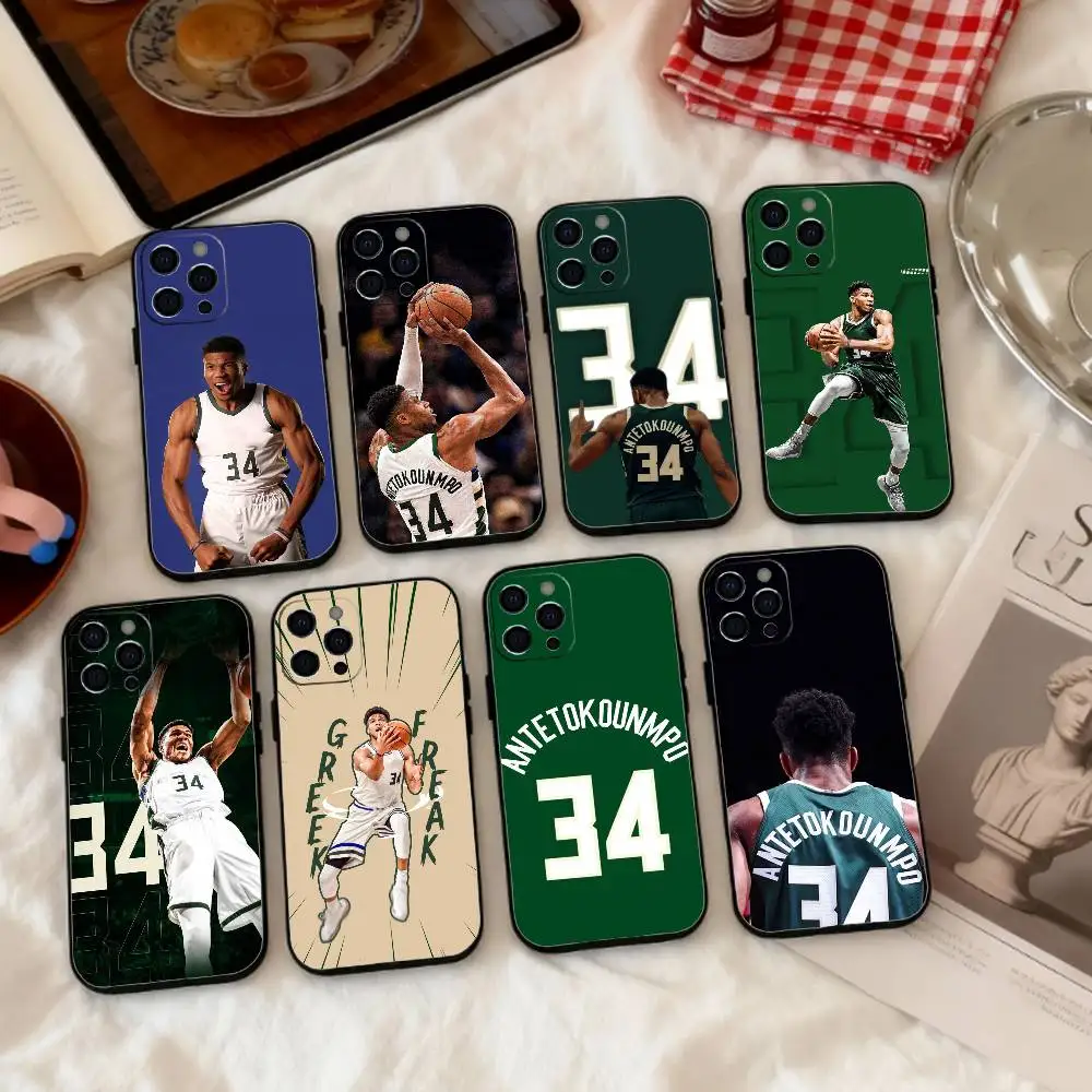 Funda de Silicona Suave para Teléfono Giannis Antetokounmpo 34 para iPhone 17 16 15 14 13 12 11 X XR Plus Pro Max Plus