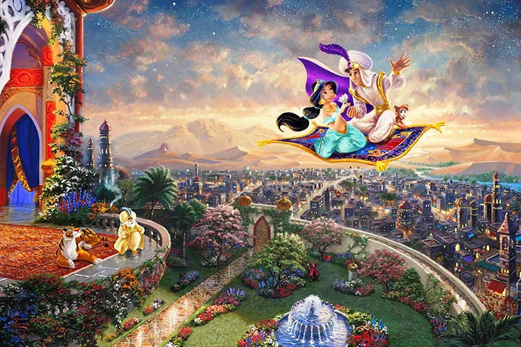 Disney Aladdin City Castle Flying Carpet Jasmine Scenery 300 500 1000PCS Paper Jigsaw For Kids Girls Friends Gift Like Ornament