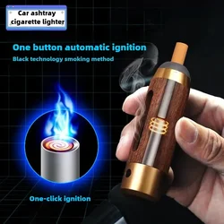 Red pear car cigarette lighter manual solid wood Car ashtray Portable Fashionable Carry it with you safe Smoking Tool Men Gift