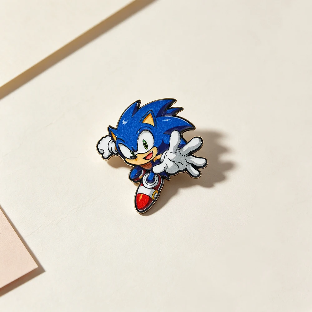 Broche de Esmalte Fofo de Personagem de Anime e Desenho Animado, Emblema de Ouriço, Pin de Lapela, Acessório para Mochila, Presente para Amigos