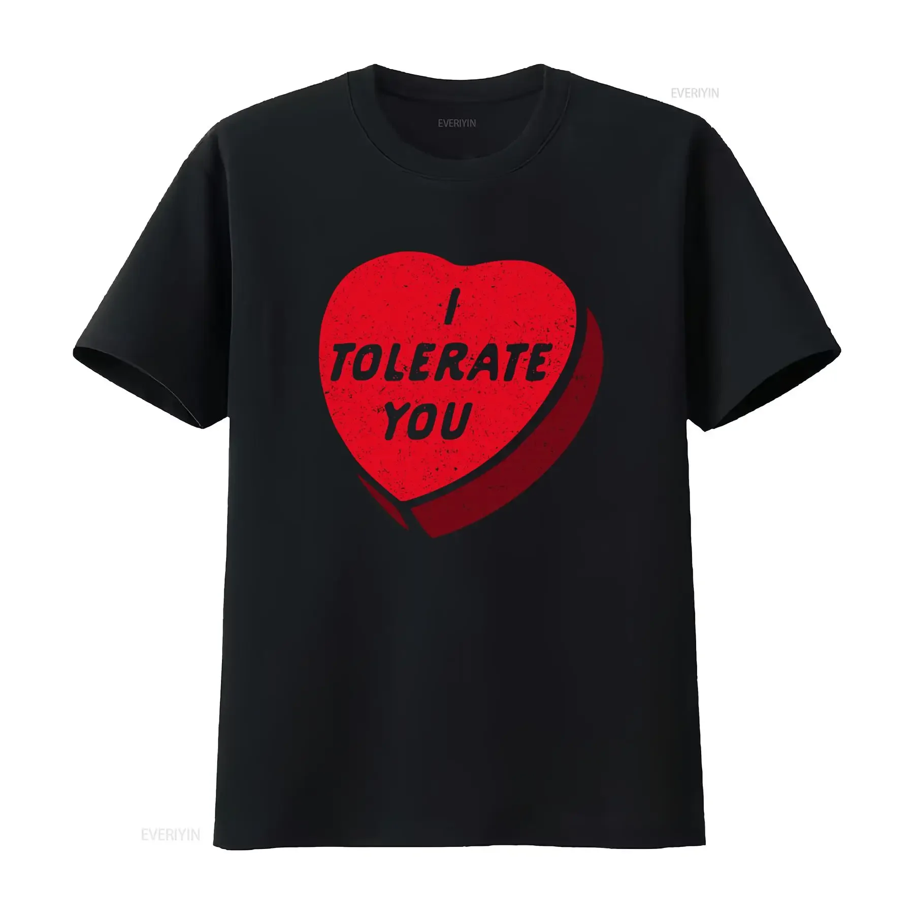 Women's Anti Valentine's Day I Tolerate You Funny T Shirt Rude Love Heart Sweets Offensive Candy Hearts Galentines Design Soft