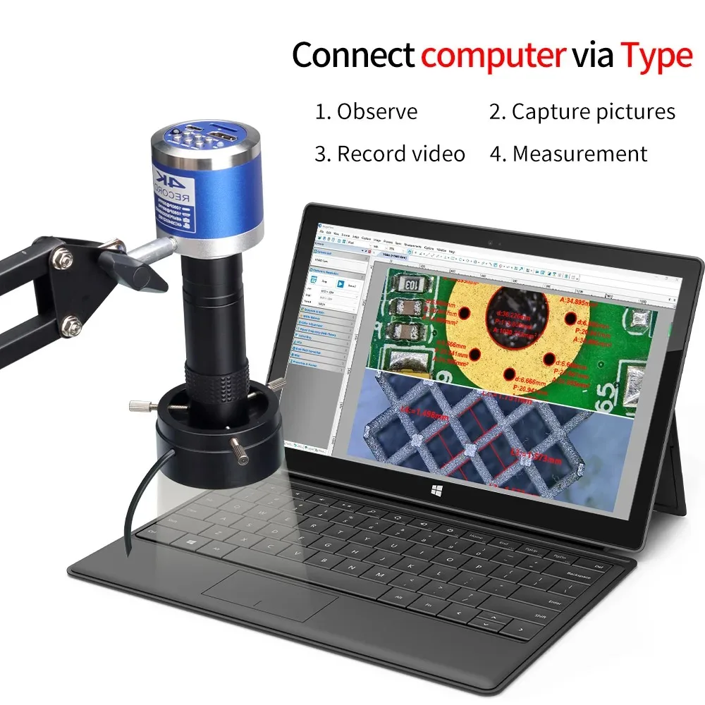 4K electronic digital microscope for laboratory mobile phone repair pcb welding 150x lens folding bracket remote control