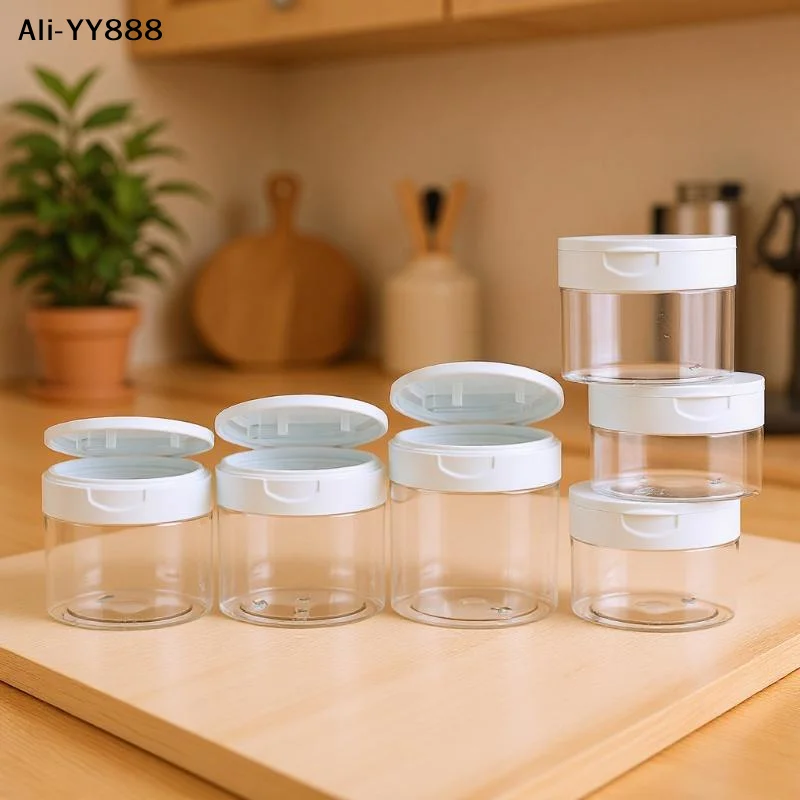 【Ay】Makeup Remover Pad Jar With Tweezers Round Clear Container Jars Empty Bottle Wide Mouth Flap Bottle Storage Lotion