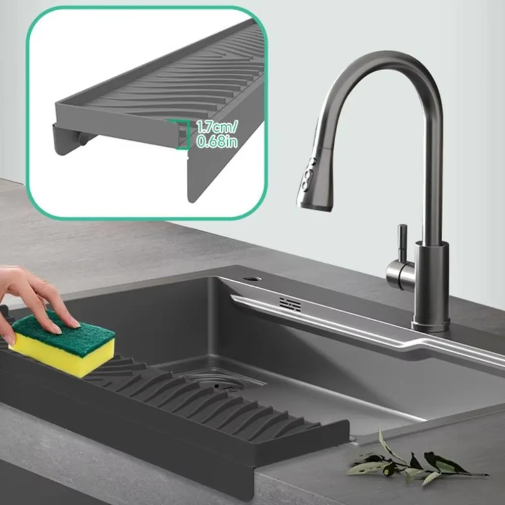 Silicone Sink Splash Guard Can Be Cropped Foldable Sink Edge Protector Sucker Anti-spray Water Retaining Pad Kitchen