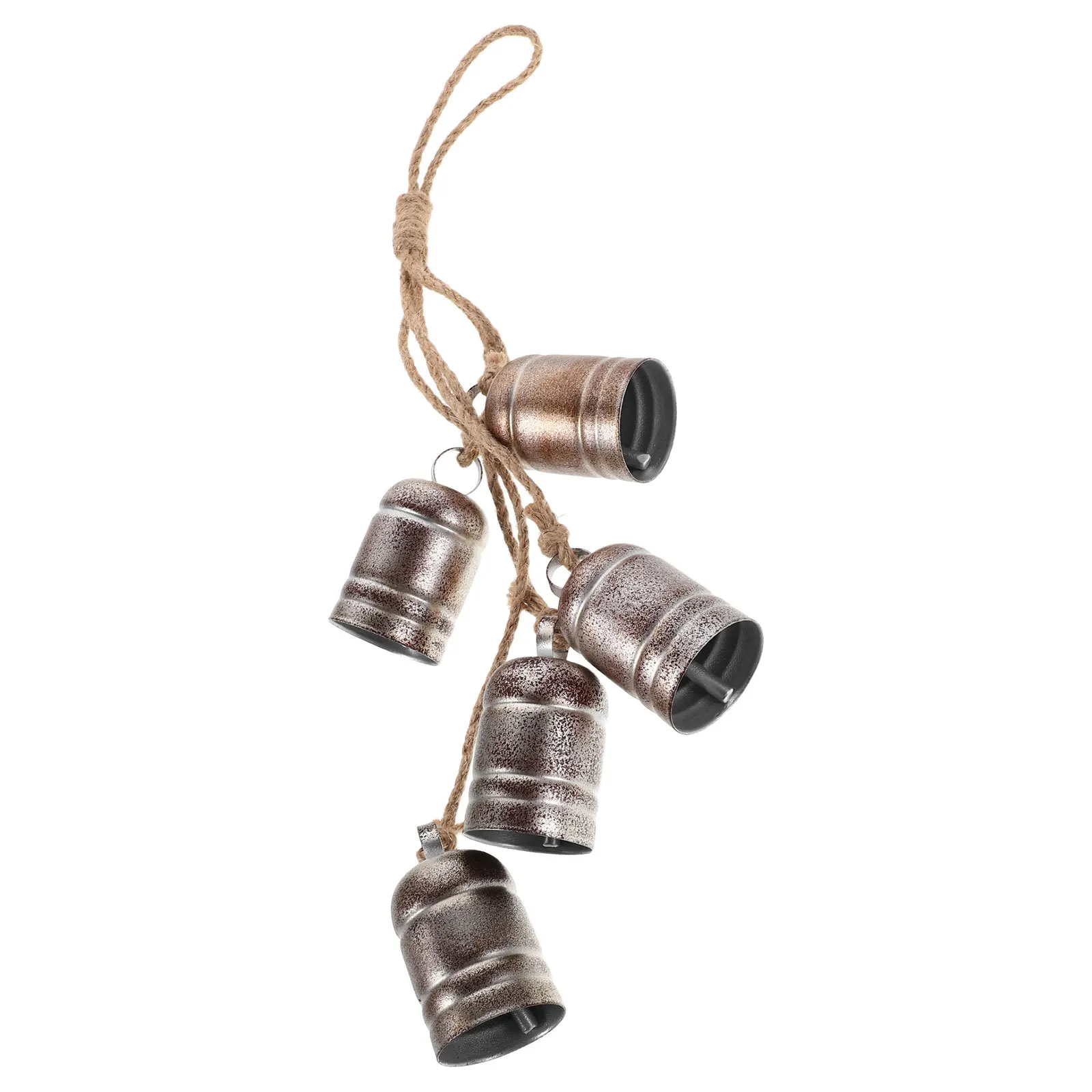 

Rustic 5-Bell Hanging Cluster Christmas Metal Jingle Vintage Bronze Outdoor Wind Chimes Garden Patio Porch Vintage Rustic Bells