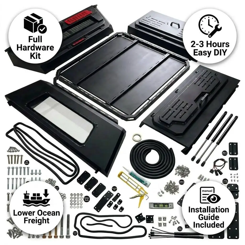 Waterproof Split-type High Roof Aluminum Hard Topper Customizable Lockable Heavy Duty Pickup Canopy Shell Hard Aluminum Bed Cap
