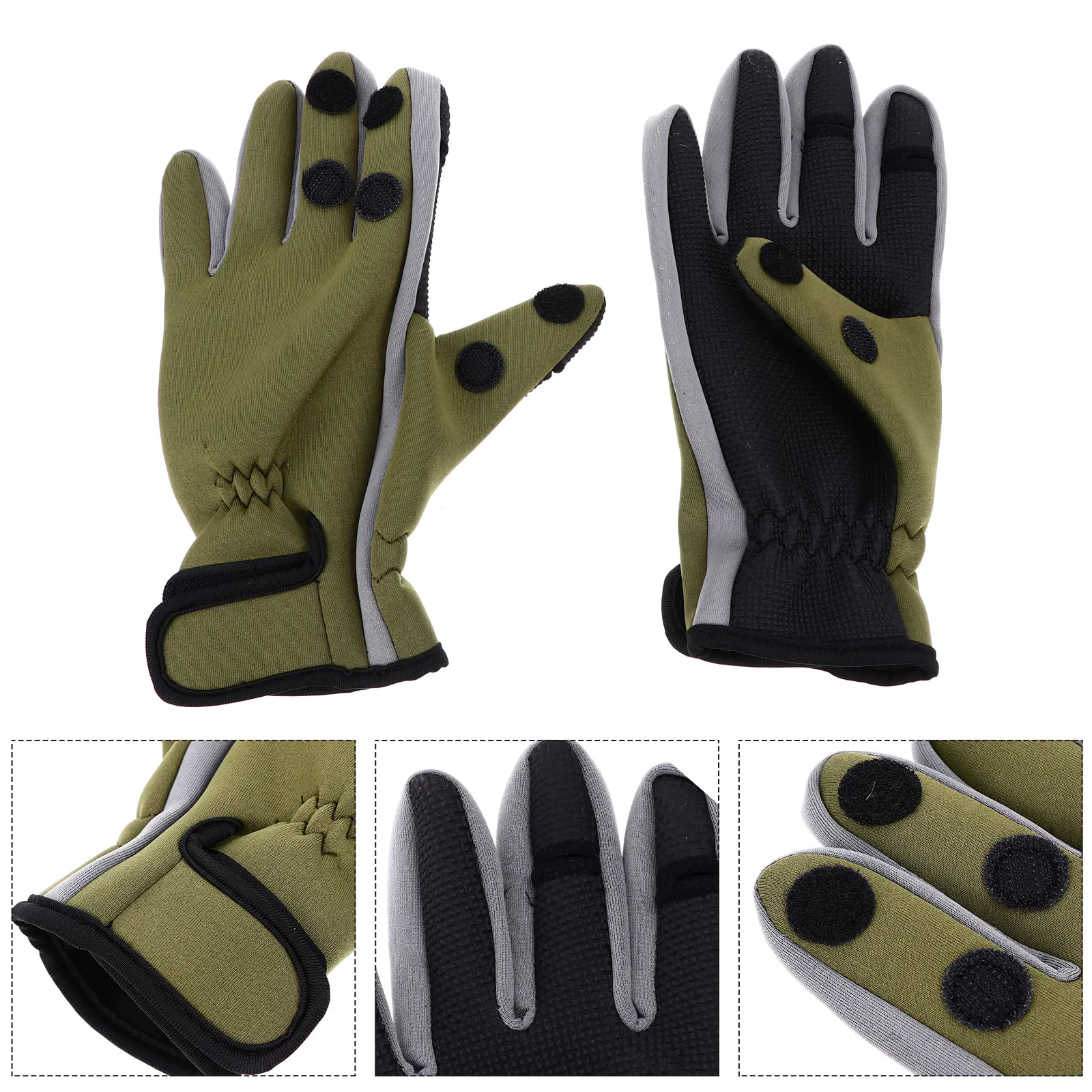 1Pair Three Fingers Cut Mitts Shockproof Breathable Non-Slip Dirt-Resistant Waterproof Perfect for Winter Riding Cycling
