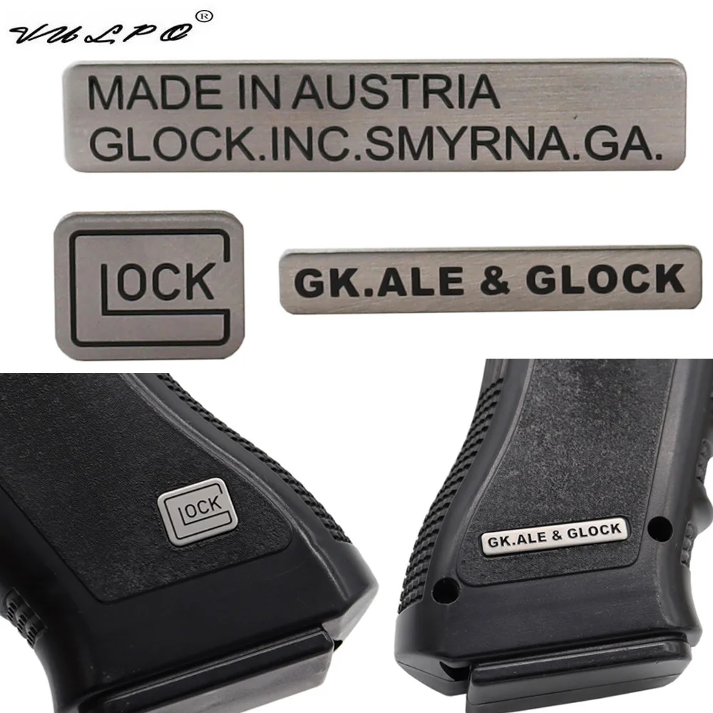 VULPO Tactical Glock Metal Logo Sticker CS Toy Gun DIY Metal Sticker For Glock17 18 19 Series Pistol Hunting Accessories