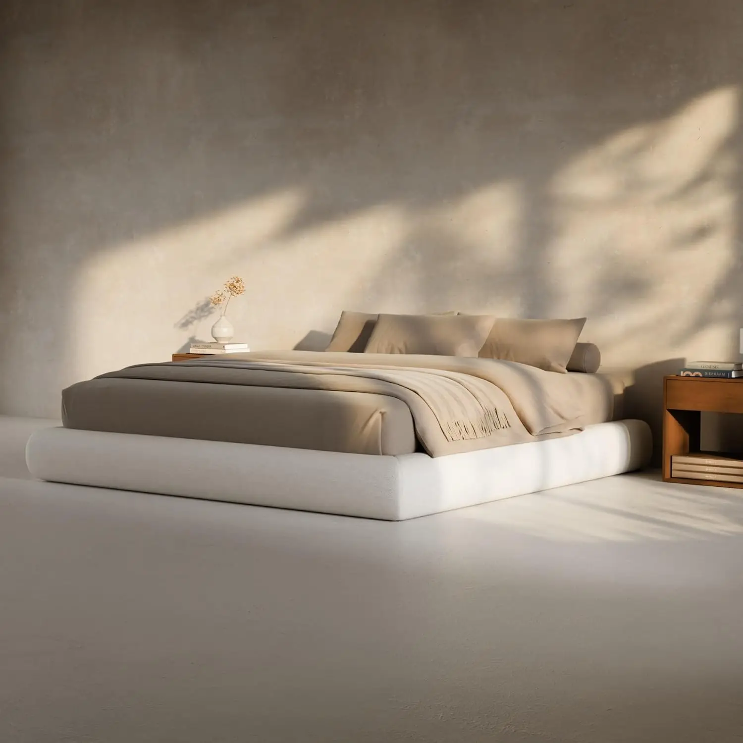 AirFrame Half-Moon Upholstered Platform Bed Frame, Velvet Curved Arched Base 5" Fully Round Cushioned Foam, No Box Spring Needed - view 6