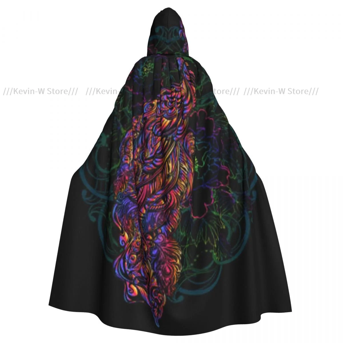 Long Cape Cloak Peacock Mandala Hooded Cloak Coat Autumn Hoodies