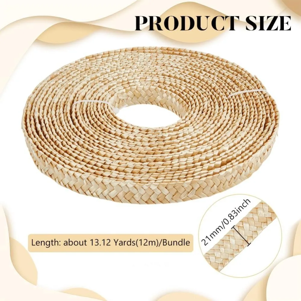 13.12 Yards Wheat Straw Ribbon for Hat Making 0.83 Inch Wide Straw Braid Ribbon for Hat Making DIY Craft Accessories Blanched