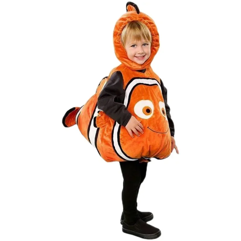 Cute Baby Kids Halloween Anime Nemo Cosplay Hooded Costume Children Finding Clownfish Costume Christmas Party Jumpsuit With Hat