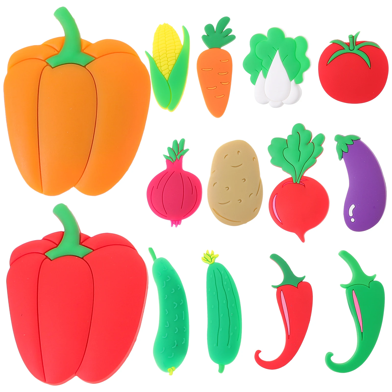 

14pcs Vegetable Pvc Fridge Magnets Magnetic Decor For Refrigerator Office Blackboard Kids Party Home Decorations Safe