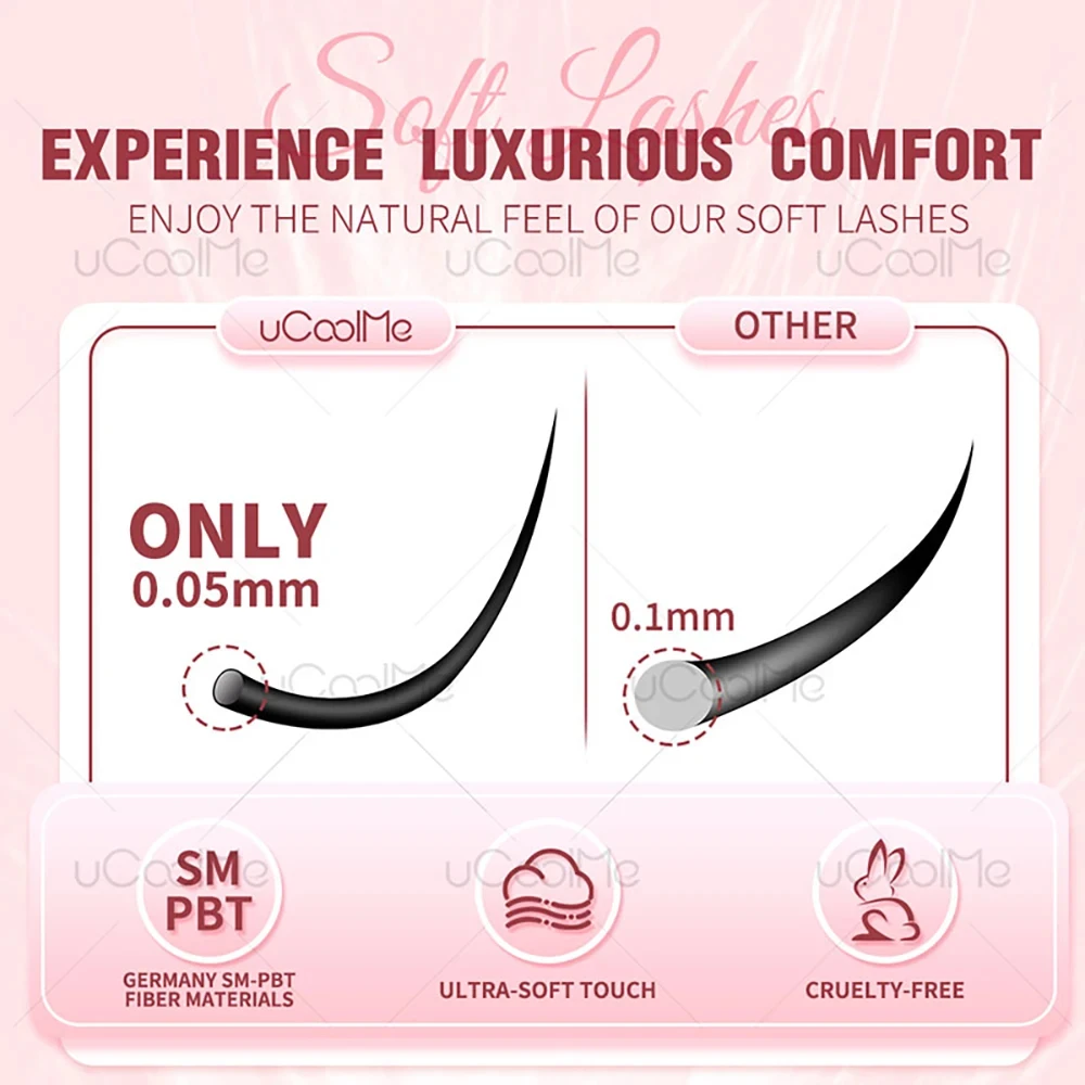 UCoolMe جلدة الجنية بلوم 0.05 مللي متر 140 قطعة C حليقة الفردية 8-18 مللي متر أنيمي لاش العنقودية الطبيعية مانغا رمش تمديد ماكياج أداة