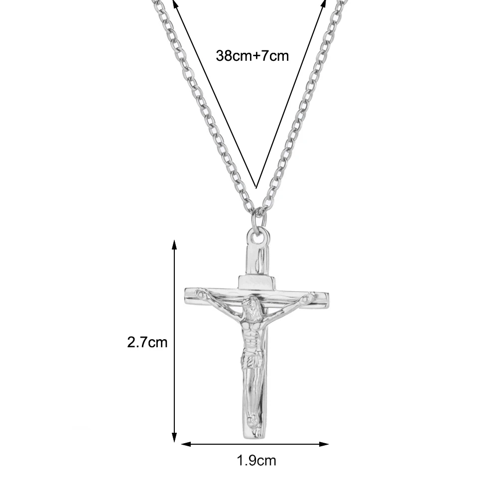 Edelstahl Jesus Kreuz Halskette Für Frauen Männer Gold Farbe Caravaca Engel Kruzifix Charme Halsband Rapper Schmuck Hip Hop Geschenk
