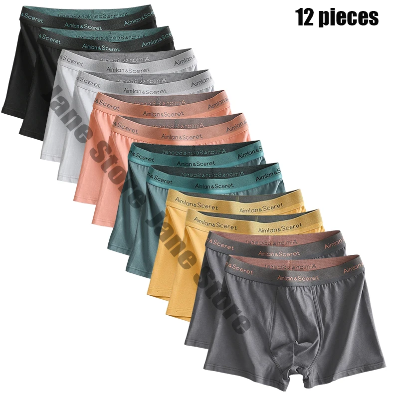 12Pcs Men's Boxer And Briefs Large size40-130KG Panties Fashion Underwear High Stretch  Breathable Soft Men's Shorts Underpants